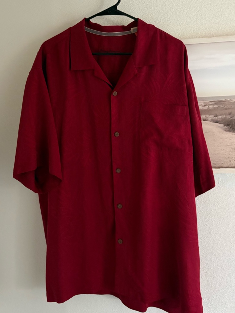 Tommy Bahama Men's Short-Sleeve Camp Shirt in Burgundy Floral Jacquard 100 silk